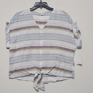 Westbound Women's Top Petite Large Fits Regular Large Short Sleeve 100% Cotton